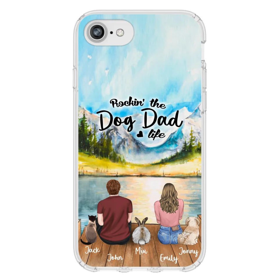 Custom Personalized Pet Couple Phone Case - Couple With Upto 3 Pets - Case For iPhone And Samsung